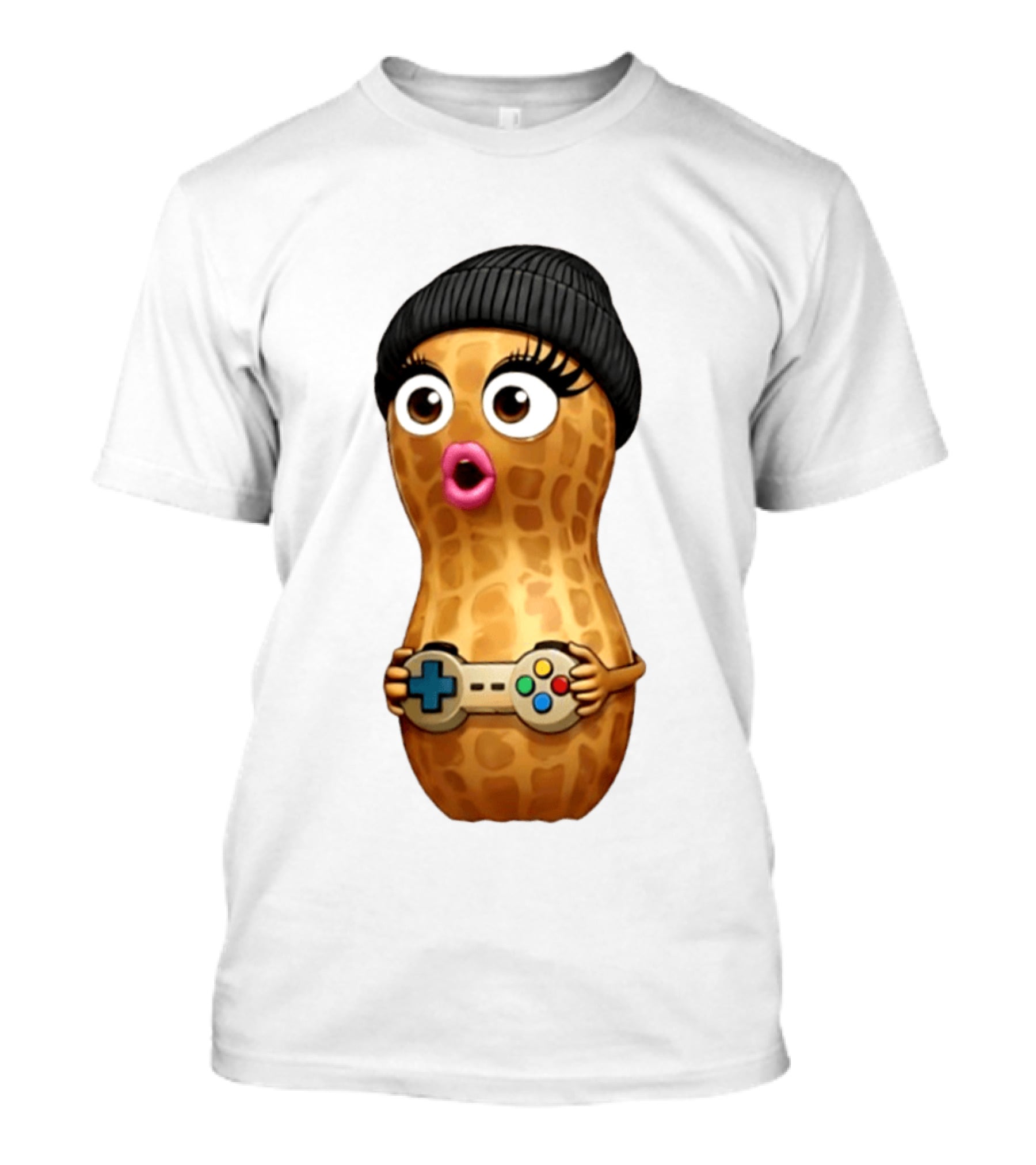 TheBurntPeanut Gamer Peanut With Beanie And Game Controller T-Shirt