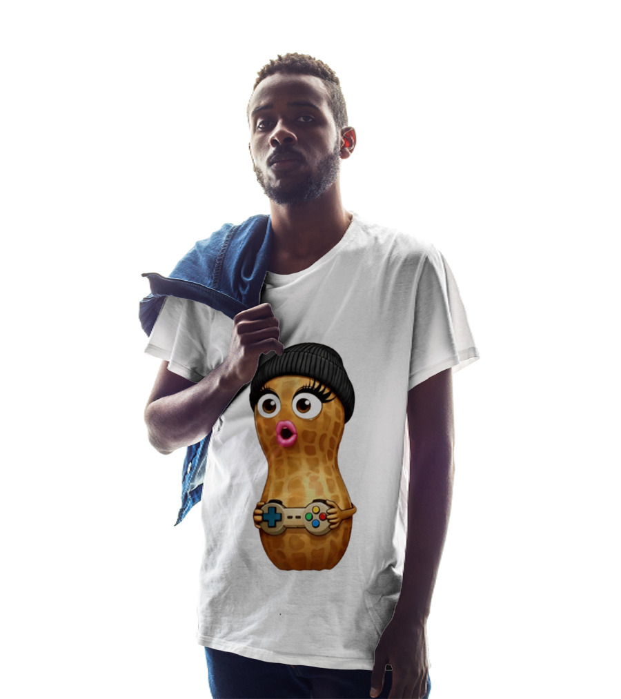 TheBurntPeanut Gamer Peanut With Beanie And Game Controller T-Shirt
