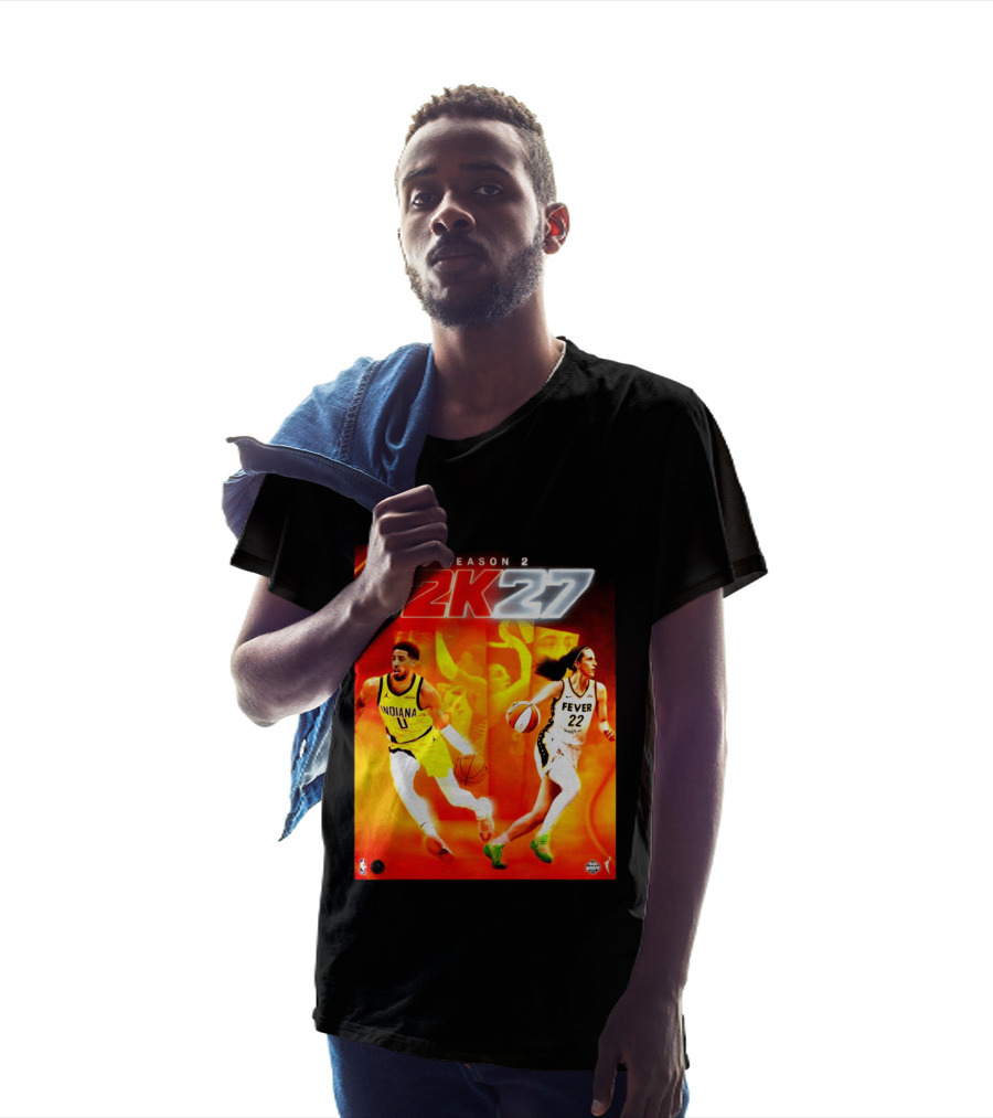 NBA 2K27 Season 2 Tyrese Haliburton Indiana And Caitlin Clark Fever Cover Athletes T-Shirt