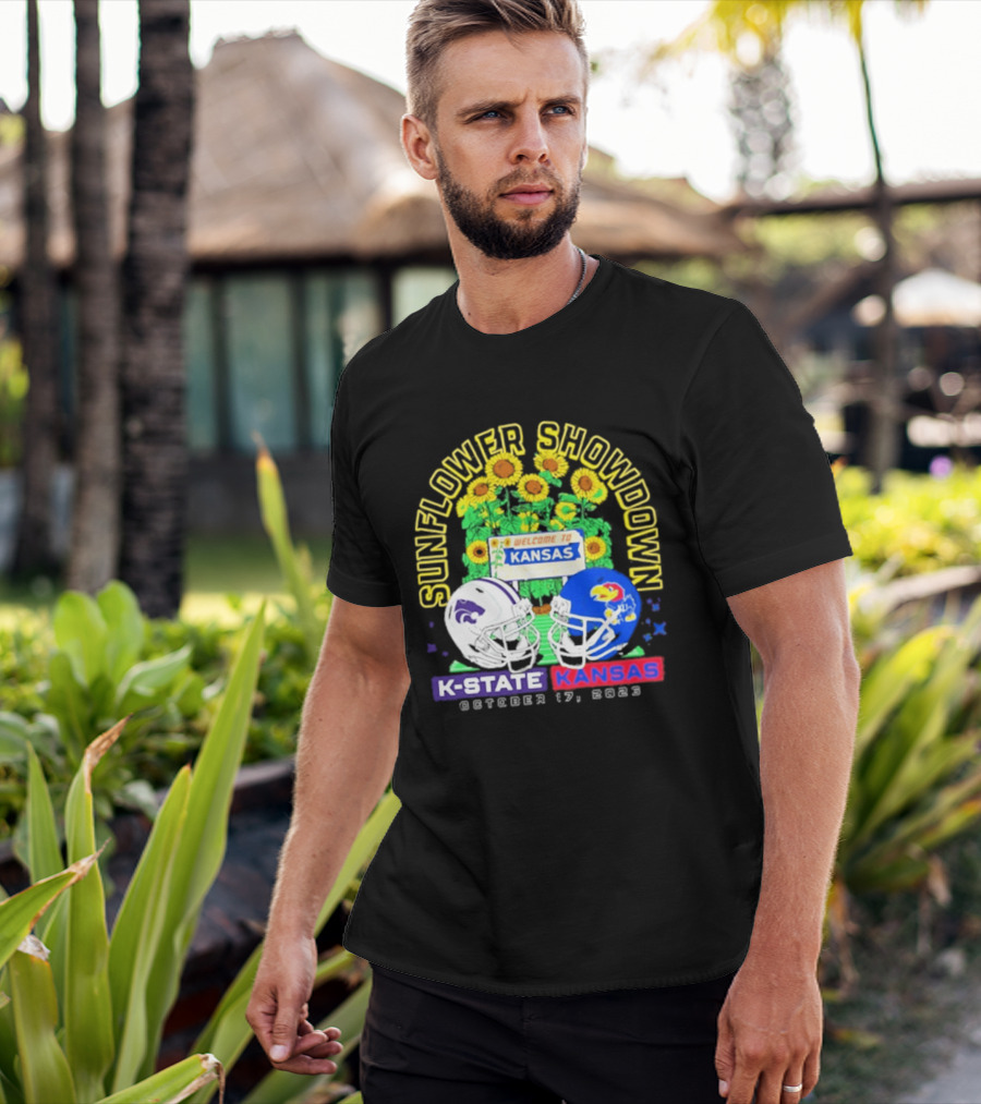 Sunflower Showdown K State Wildcats Vs Kansas Jayhawks October 17 2026 Welcome To Kansas Rivalry T-Shirt