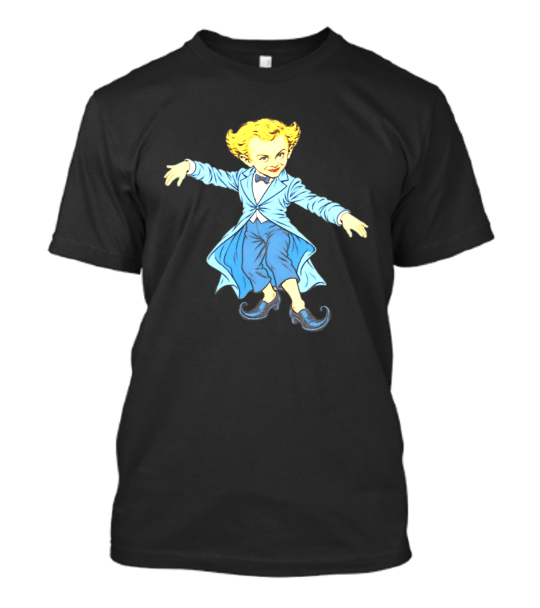 Rumpelstiltskin Tip Toe Cartoon Character In Blue Suit And Black Shoes T-Shirt
