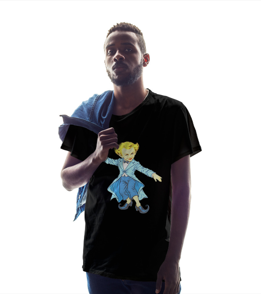 Rumpelstiltskin Tip Toe Cartoon Character In Blue Suit And Black Shoes T-Shirt