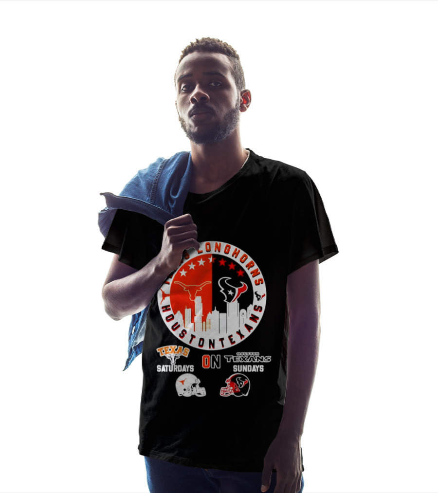 Texas Longhorns Houston Texans Saturdays Sundays Football Helmet T-Shirt