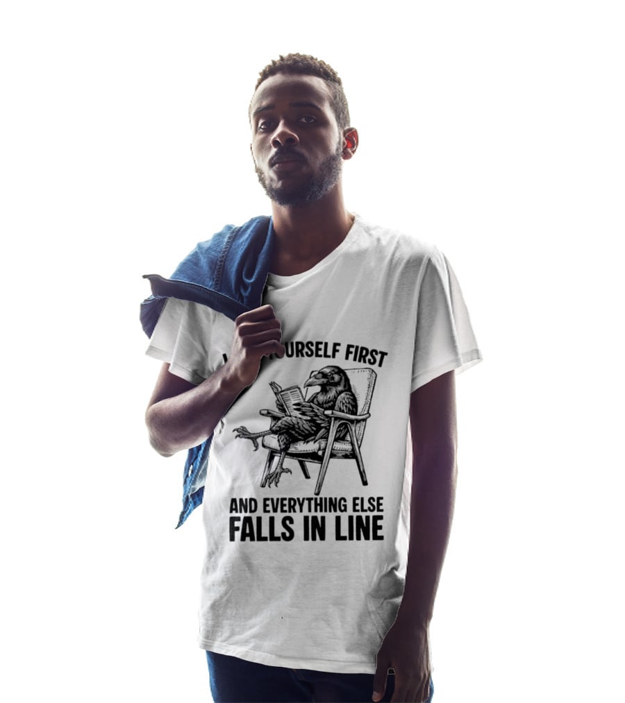 Love Yourself First And Everything Else Falls In Line Raven Reading Lounge Chair T-Shirt