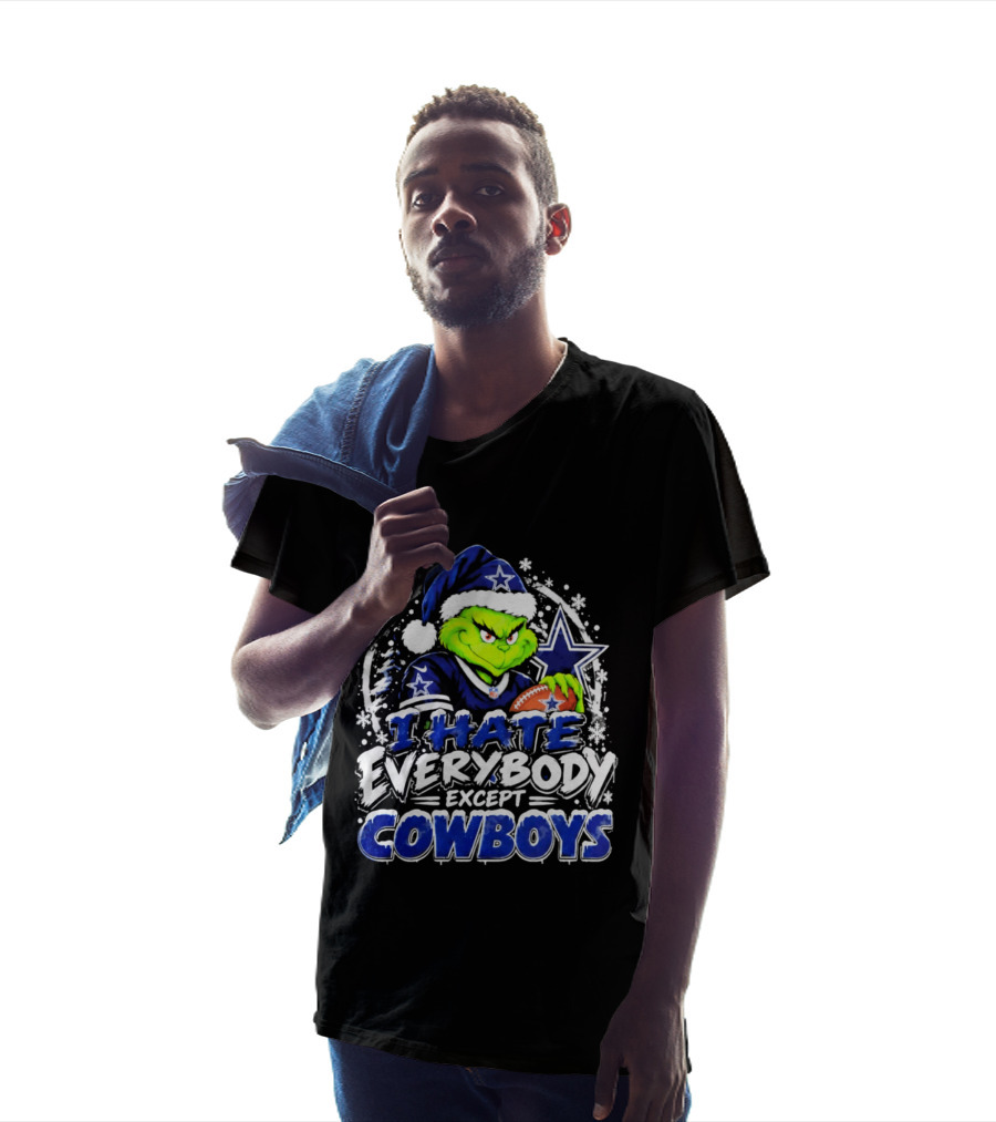 Grinch Dallas Cowboys I Hate Everybody Except Cowboys Fans Christmas T-Shirt