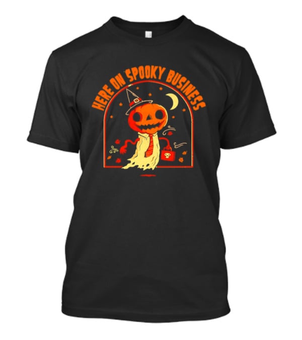 Pumpkin Witch Here On Spooky Business Halloween 2026 Moon Stars T-Shirt