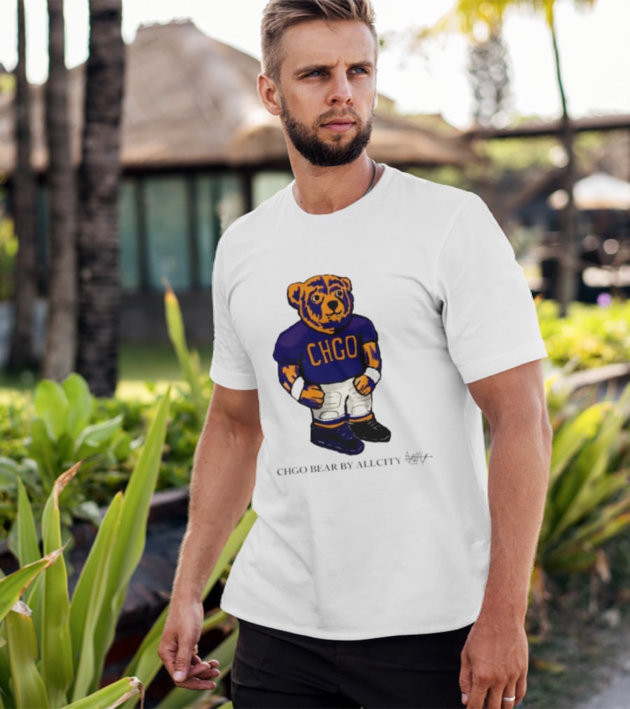 Chicago Bears CHGO Bear By AllCity Football Collaboration T-Shirt