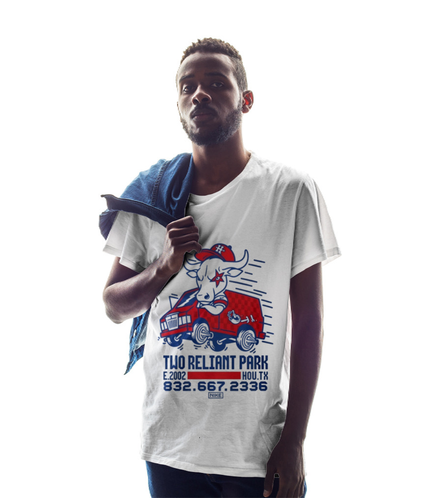 Houston Texans Two Reliant Park Bull And Red Truck E 2012 MOU.TX 832.667.2336 T-Shirt
