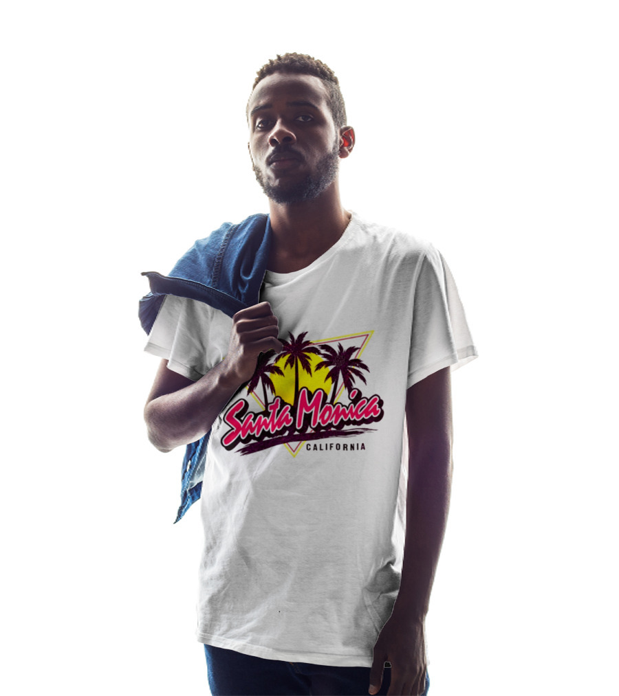 Santa Monica California Palm Trees Sunset Triangle T-Shirt