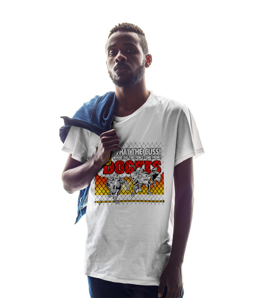 Skeleton Danger Fence What The Cuss Dogs Football T-Shirt