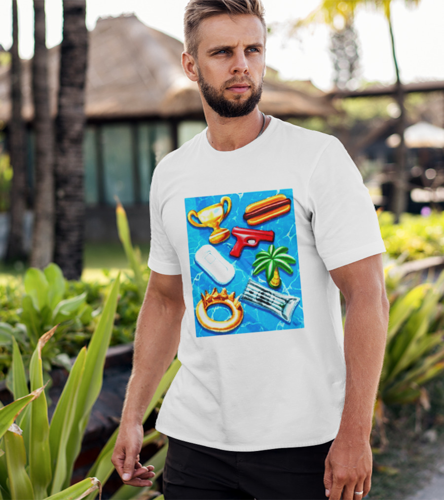 The Wynwood Walls Shop Store Leon Keer Trophy Hotdog Palm Gun Newspaper Seven Sins T-Shirt