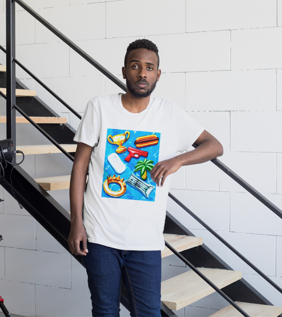 The Wynwood Walls Shop Store Leon Keer Trophy Hotdog Palm Gun Newspaper Seven Sins T-Shirt