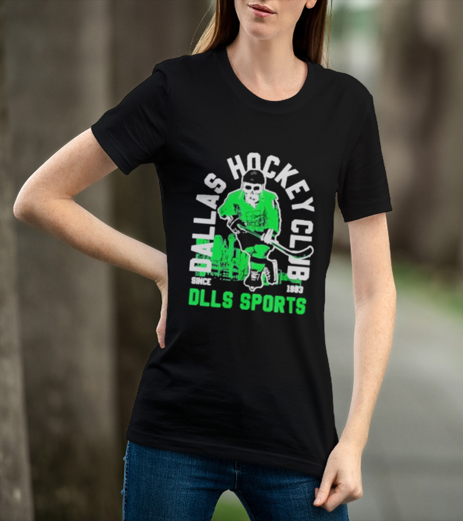 Dallas Hockey Club Since 1993 Dlls Sports Green Hockey Player T-Shirt