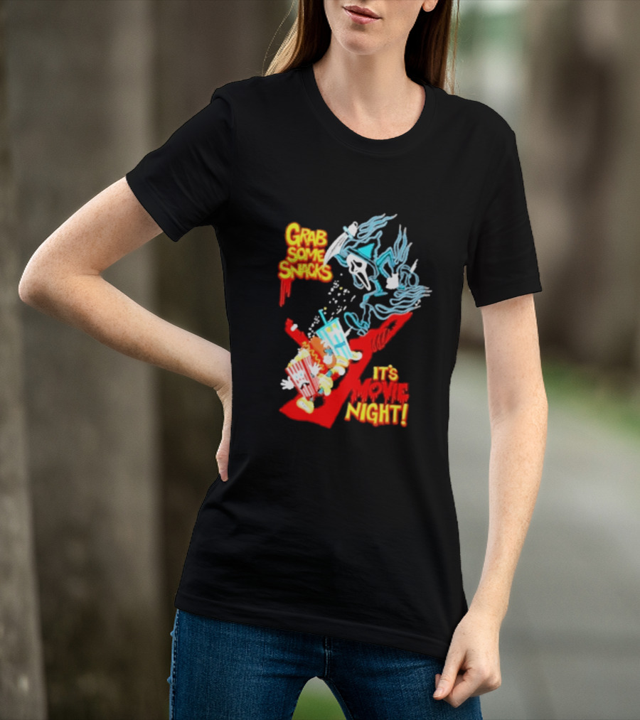 Grab Some Snacks Ghostface It's Movie Night Scream Halloween 2026 T-Shirt