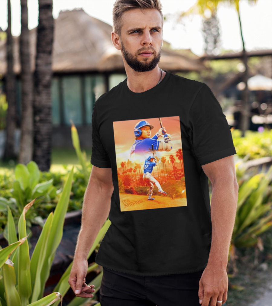 Shohei Ohtani Los Angeles Dodgers MLB It's Show Time Skyline Baseball Player T-Shirt