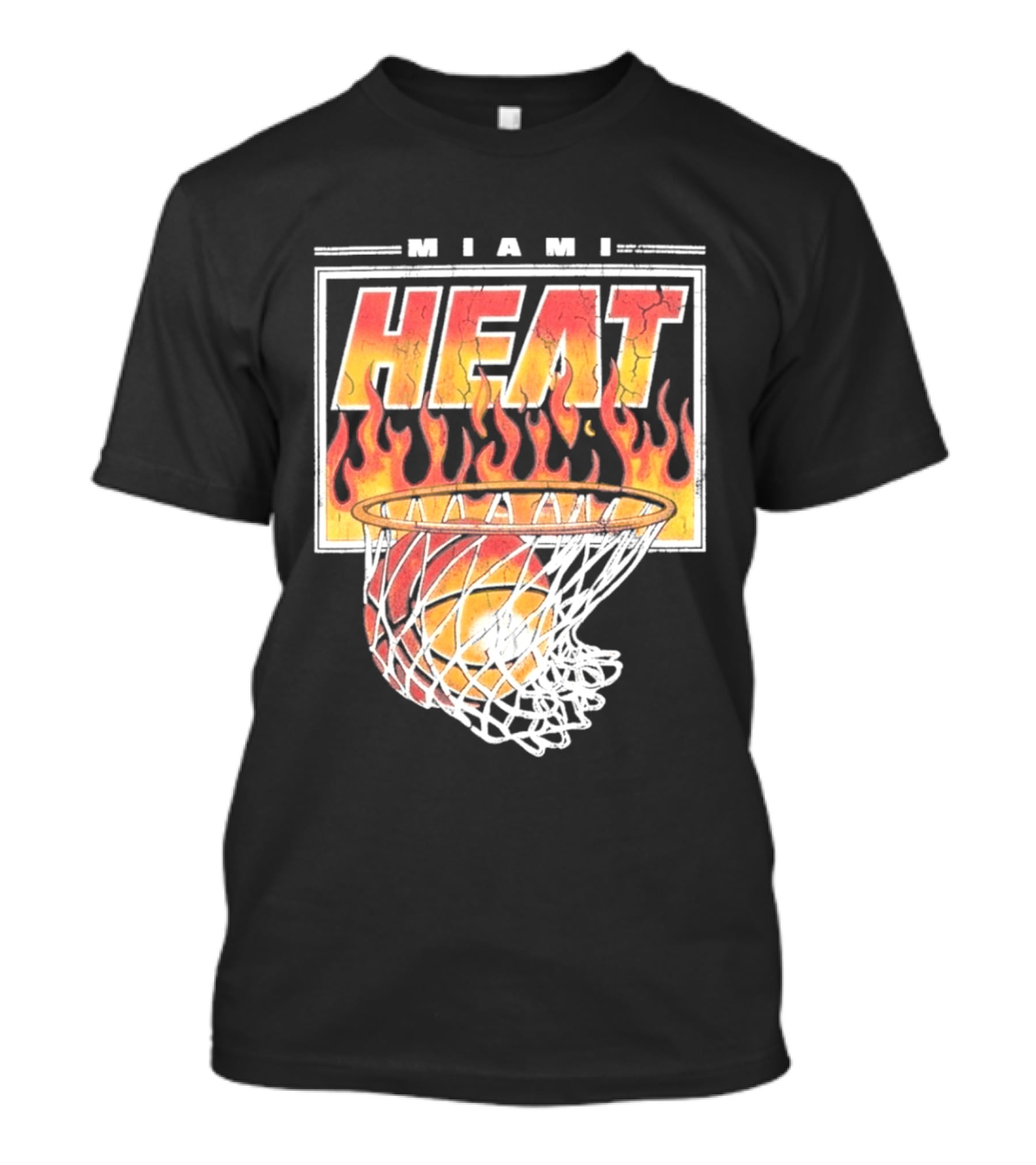 Miami Heat Flaming Hoop Basketball Fiery Dunk T-Shirt