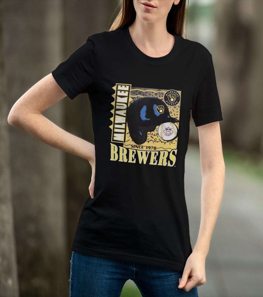 Milwaukee Brewers Baseball Helmet Since 1970 T-Shirt
