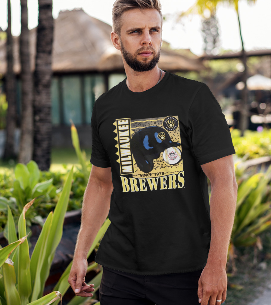 Milwaukee Brewers Baseball Helmet Since 1970 T-Shirt