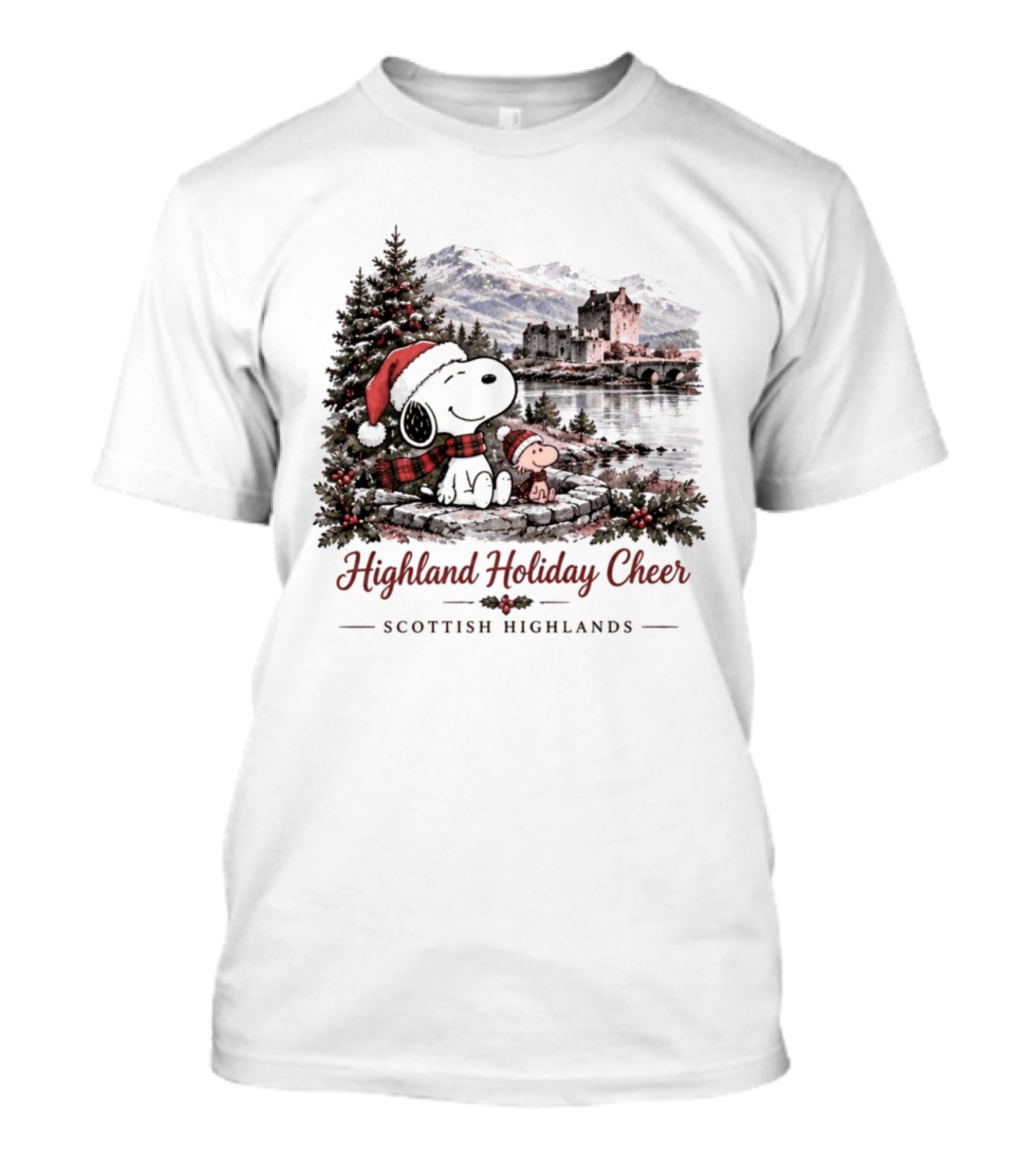 Highland Holiday Cheer Snoopy Scottish Highlands Christmas T-Shirt
