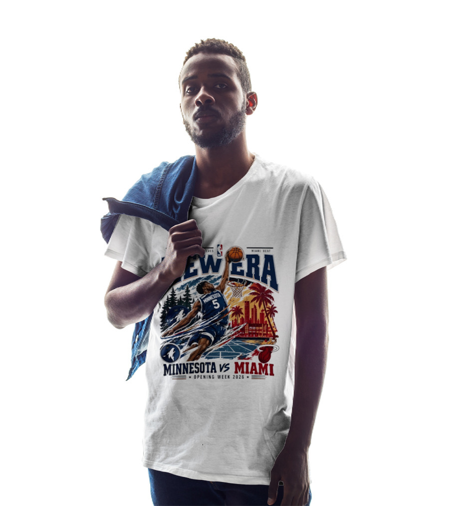 Minnesota Timberwolves Vs Miami Heat Anthony Edwards 5 New Era Opening Week 2026 T-Shirt