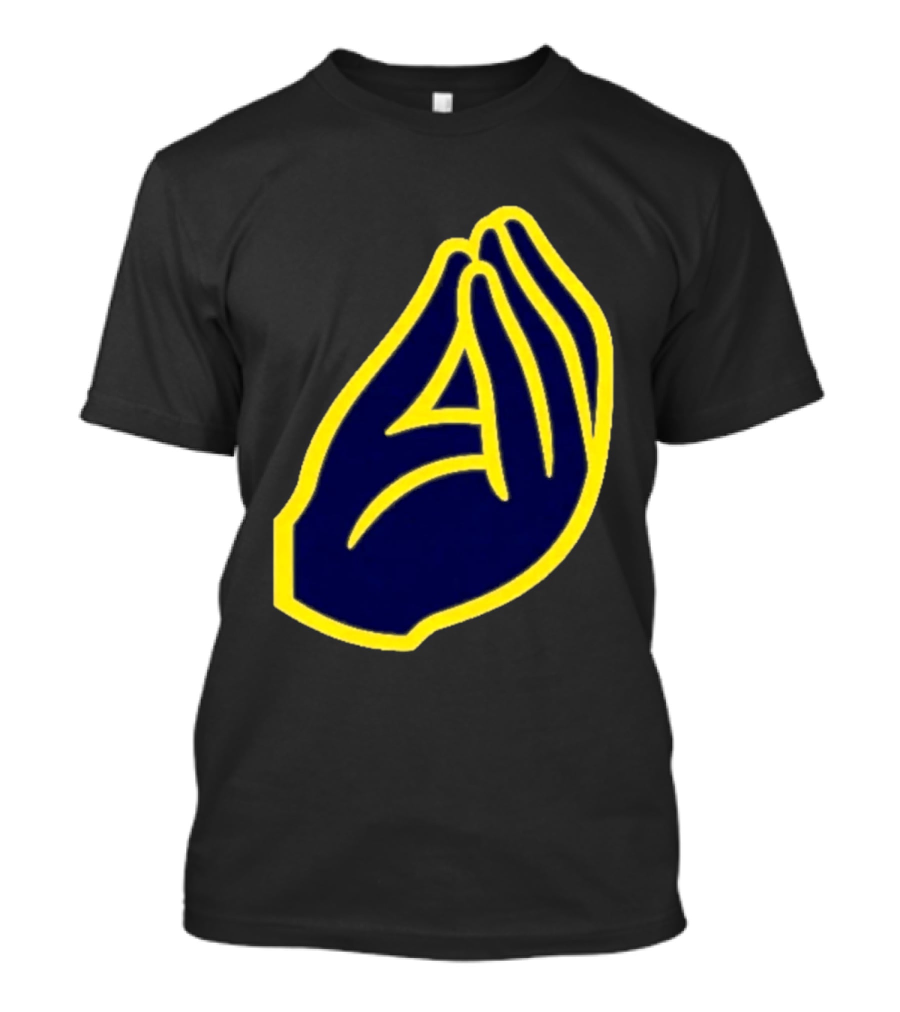 Milwaukee Yellow Indistinguishable Lettering Blue Enclosed Prayer Hands T-Shirt