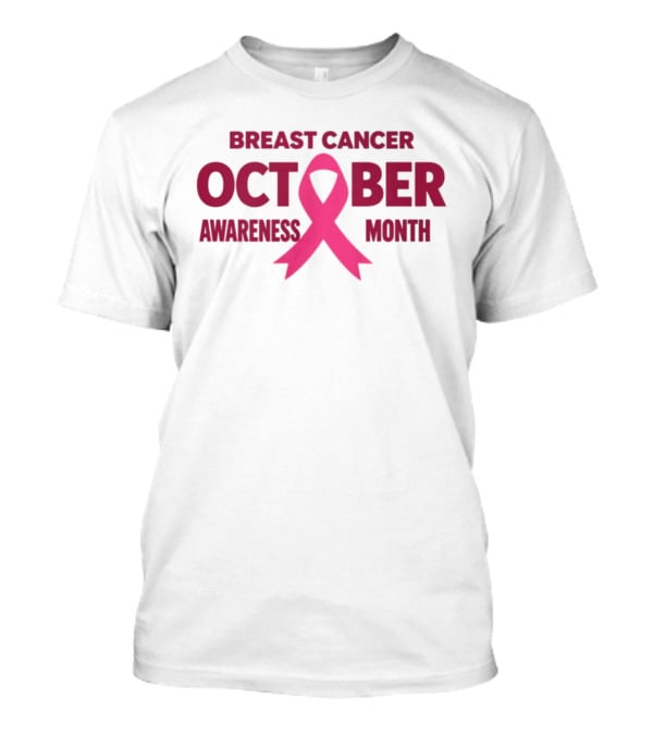 Breast Cancer Awareness October Month Pink Ribbon T-Shirt