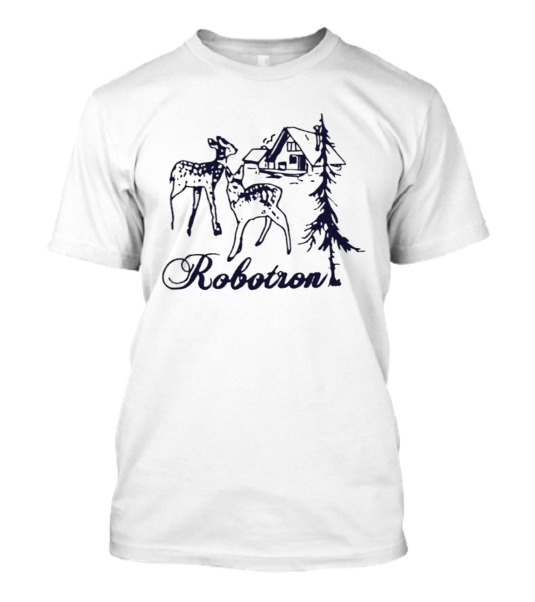 Robotron Deer And Cabin Nature Forest Scene T-Shirt