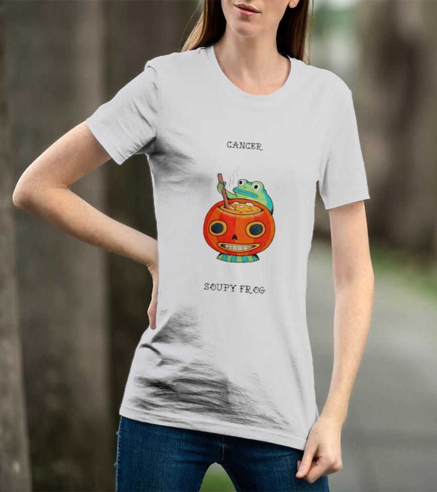 Halloween Cancer Zodiac Soupy Frog Pumpkin T-Shirt