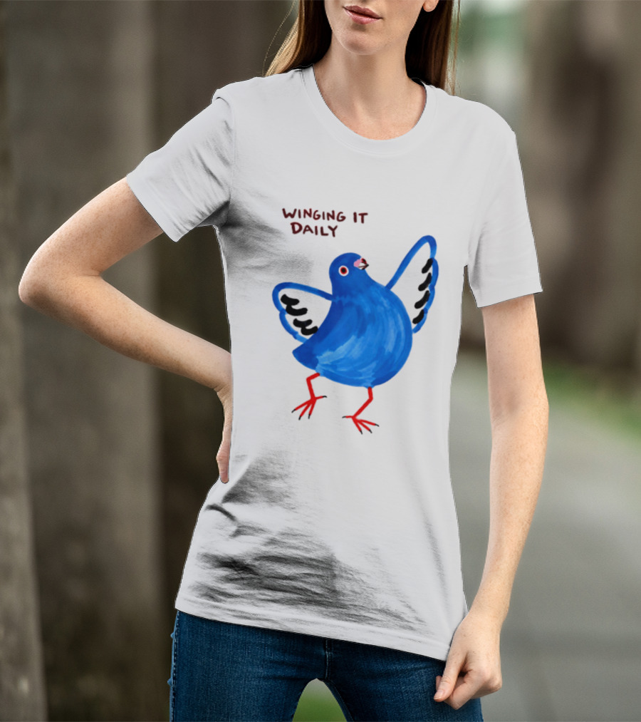 Winging It Daily Pigeon Cartoon Bird T-Shirt