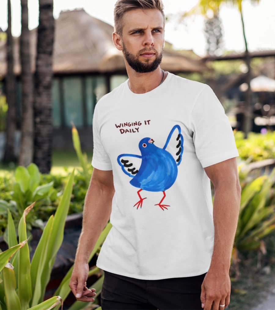 Winging It Daily Pigeon Cartoon Bird T-Shirt