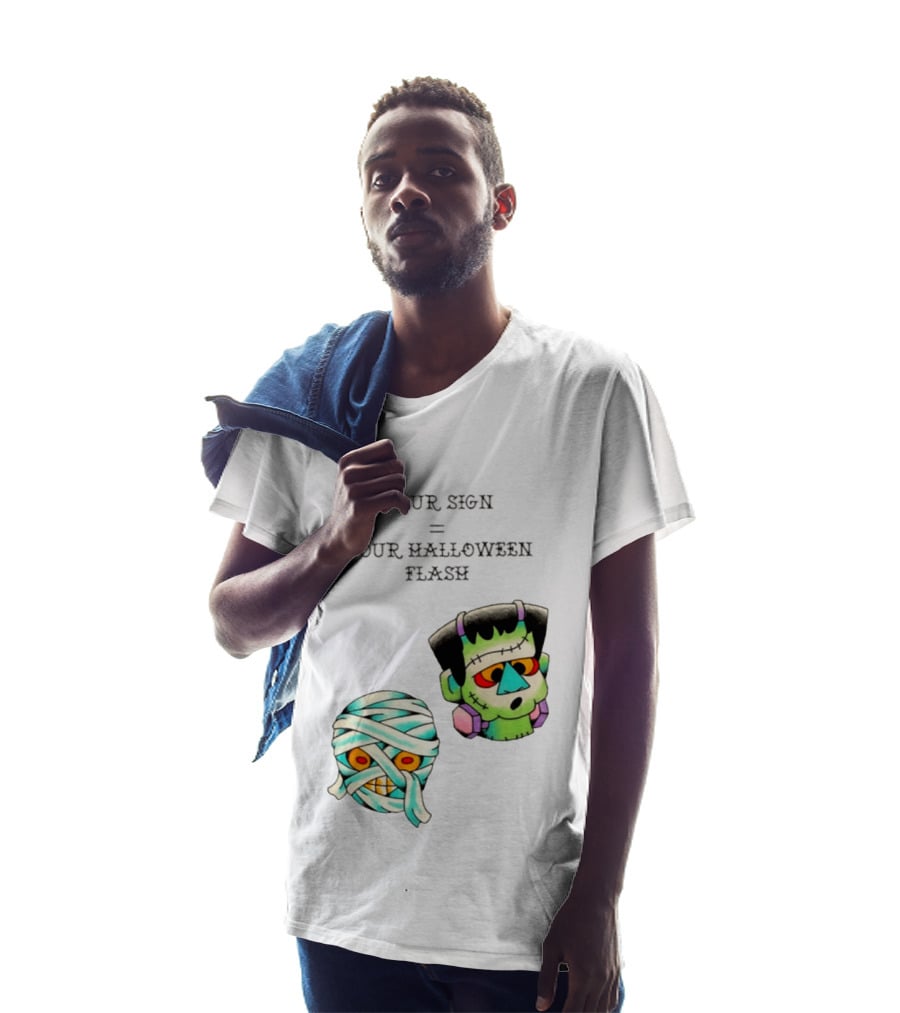 Your Sign Equals Your Halloween Flash Mummy Frankenstein Head T-Shirt