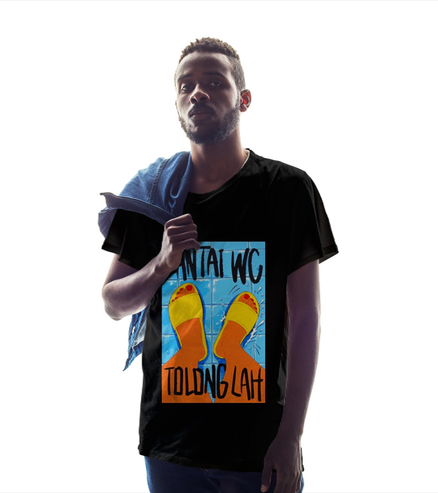 Lantai WC Tolong Lah Bathroom Floor Humor Yellow Sandals T-Shirt