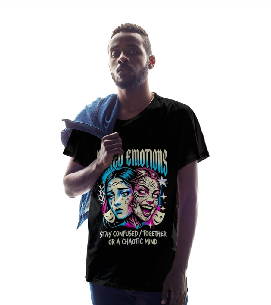 Mixed Emotions Stay Confused Together Chaotic Mind Dual Faces T-Shirt