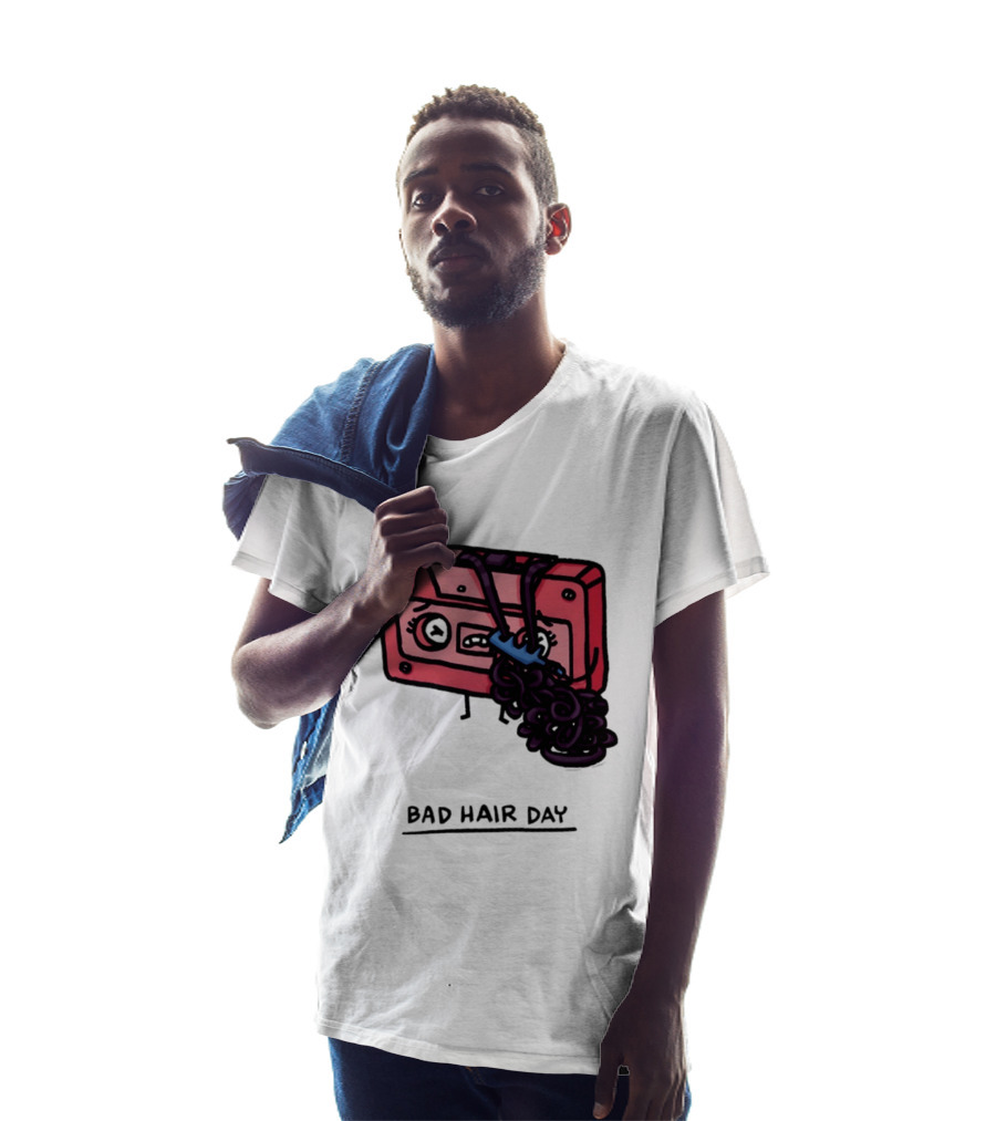 Bad Hair Day Cassette Tape Music Humor Retro 90s T-Shirt