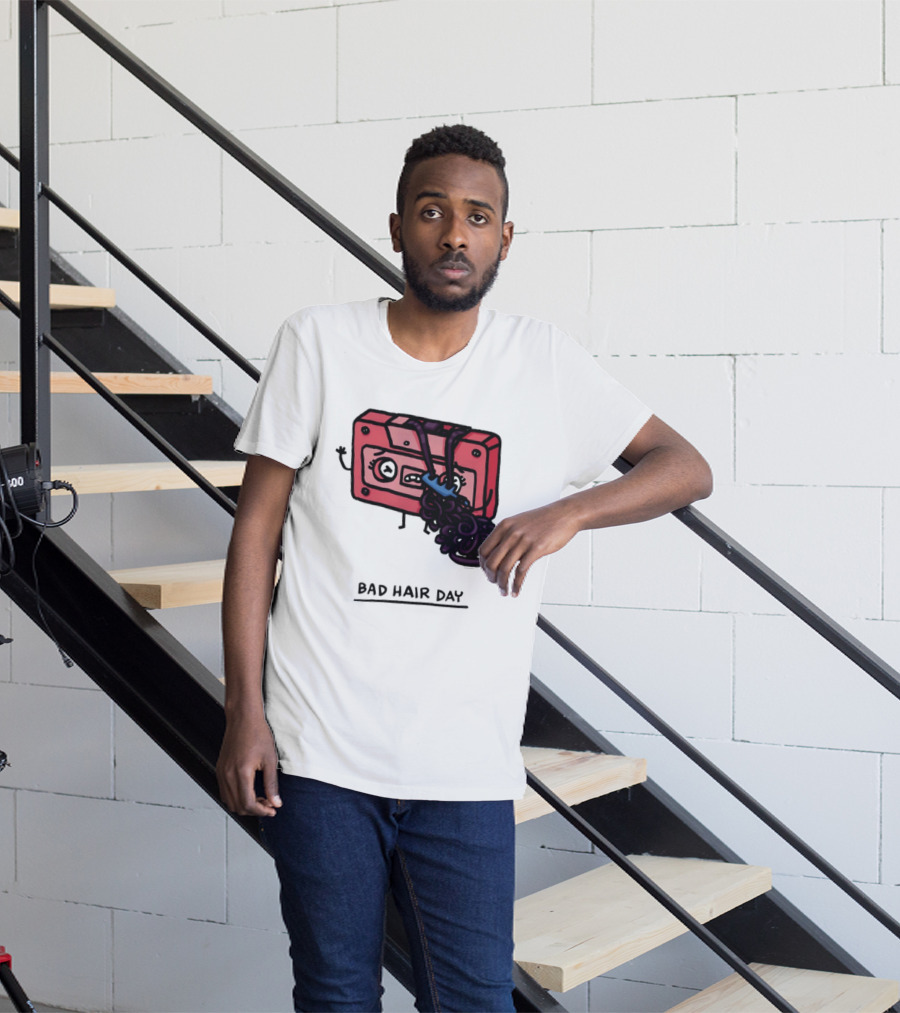 Bad Hair Day Cassette Tape Music Humor Retro 90s T-Shirt