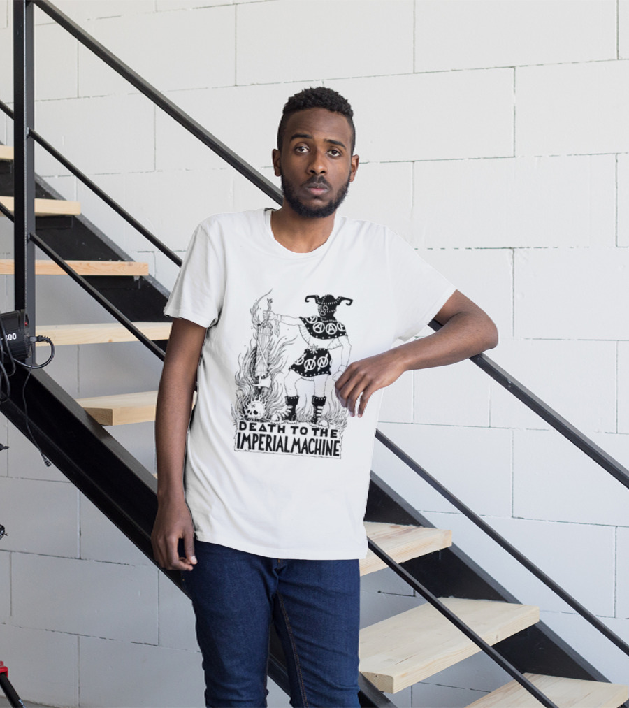 Death To The Imperial Machine Anarchist Skeleton And Flames T-Shirt