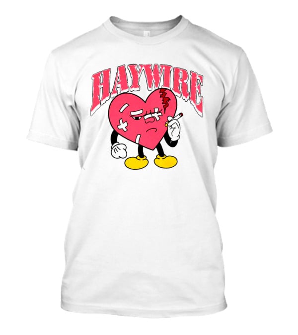 Haywire Heart Cartoon With Cigarette And Patches T-Shirt