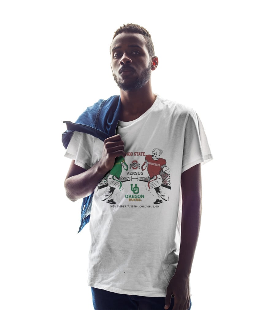 Ohio State Buckeyes Versus Oregon Ducks Football Match November 7 2026 Columbus OH T-Shirt