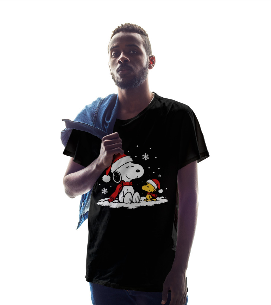 Peanuts Snoopy And Woodstock Christmas Tree Happiness All Over For Comic Fans T-Shirt