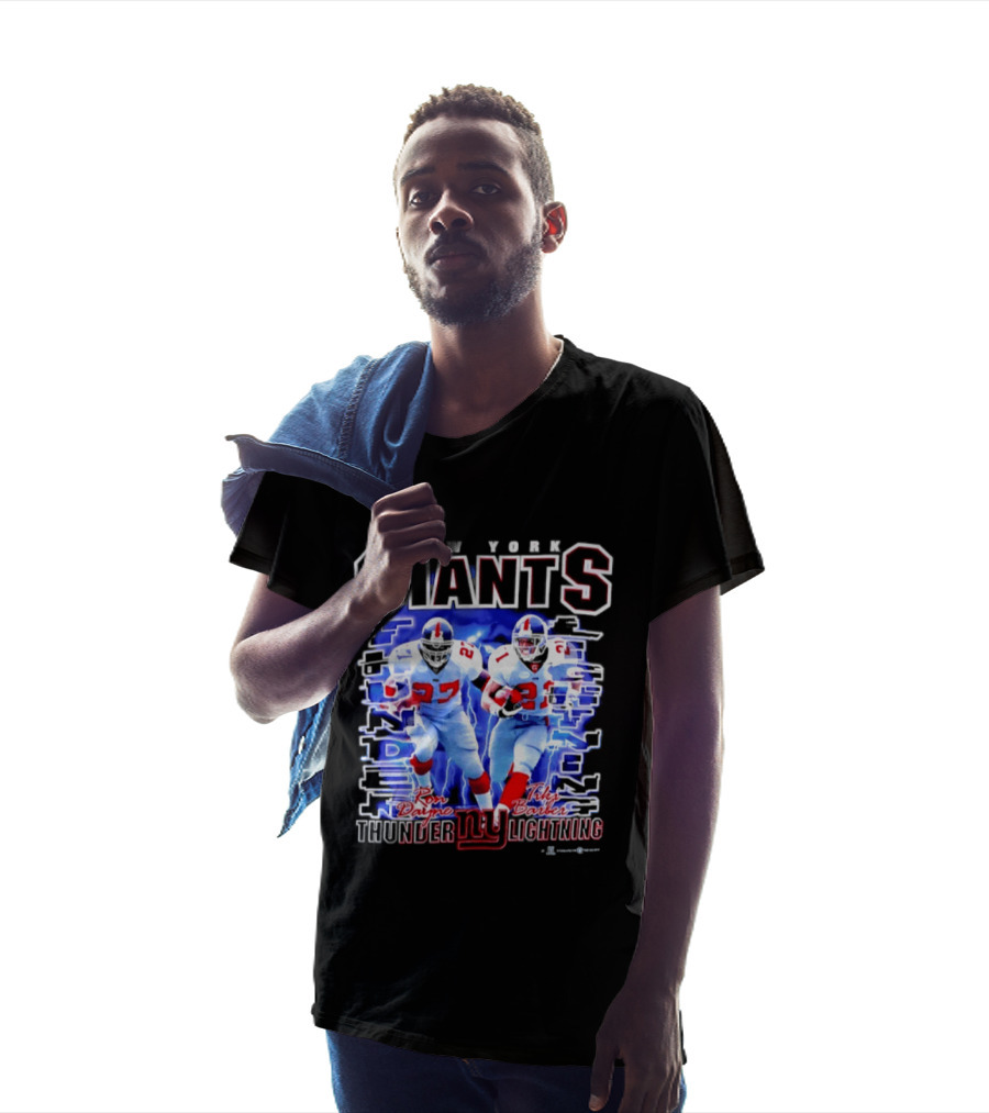 New York Giants Ron Dayne Tiki Barber Thunder Lightning T-Shirt