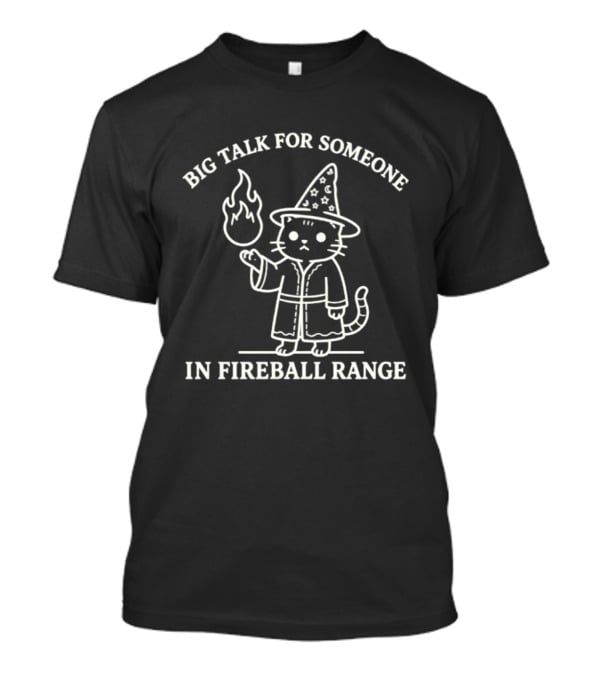 Big Talk For Someone In Fireball Range Wizard Cat T-Shirt