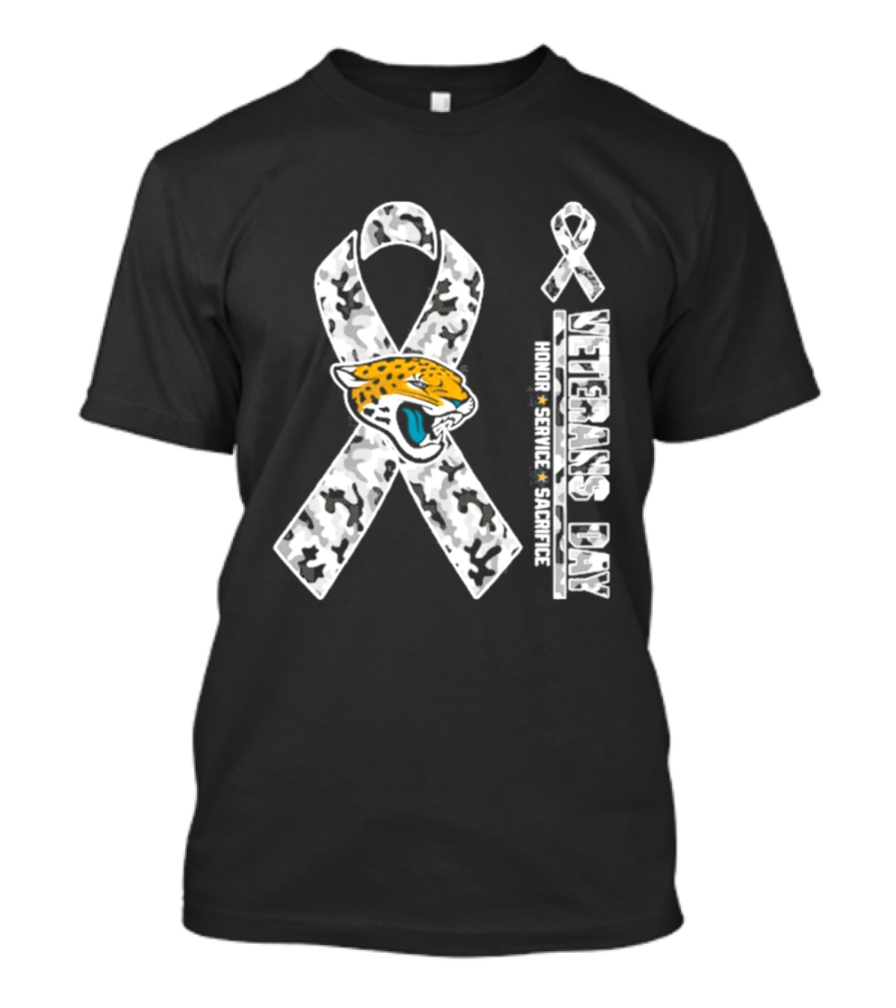 Jacksonville Jaguars Veterans Day 2026 Honor Service Sacrifice Camouflage Ribbon T-Shirt