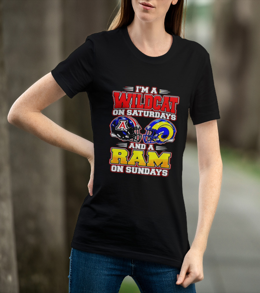 I'm A Wildcat On Saturdays And A Ram On Sundays Arizona Los Angeles Football Fans T-Shirt
