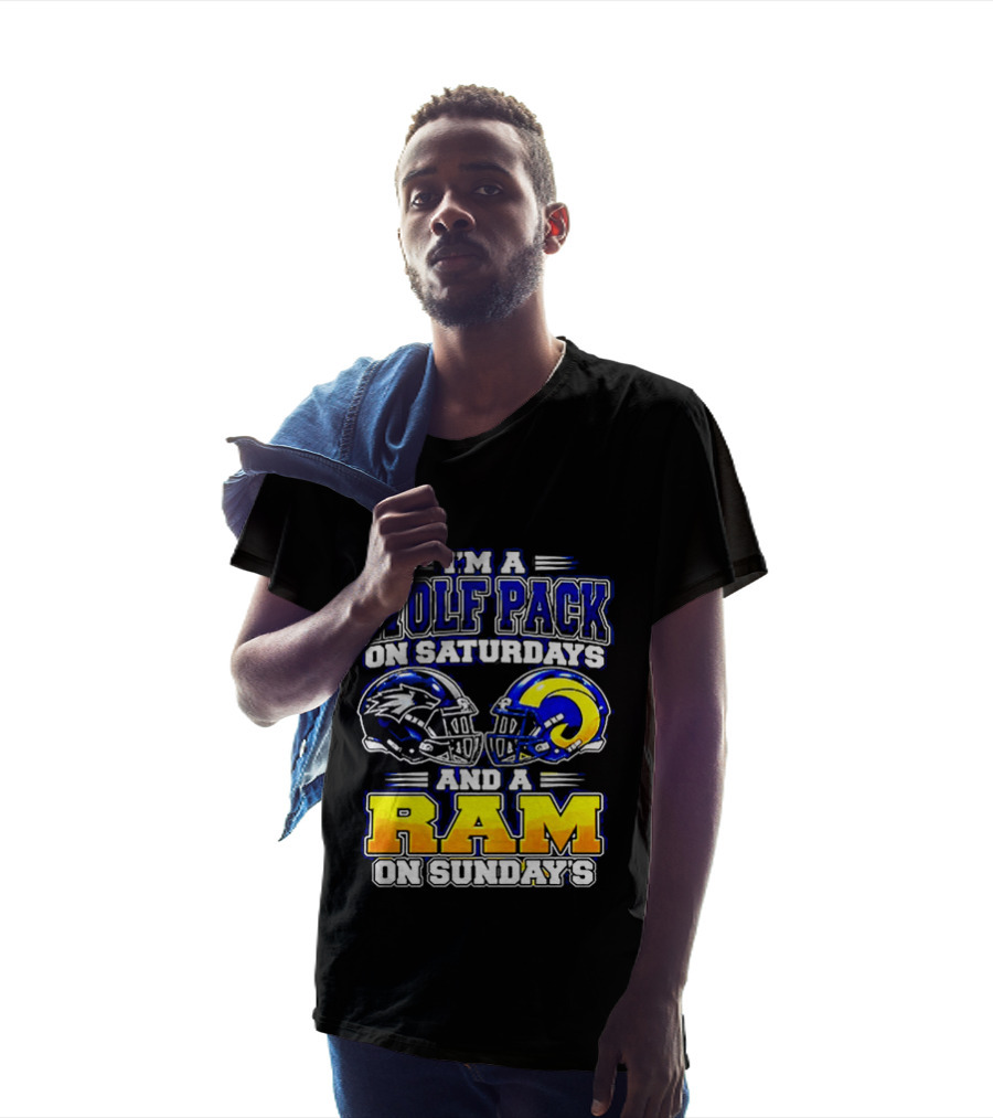 I'm A Wolf Pack On Saturdays And A Ram On Sundays Football Fans T-Shirt