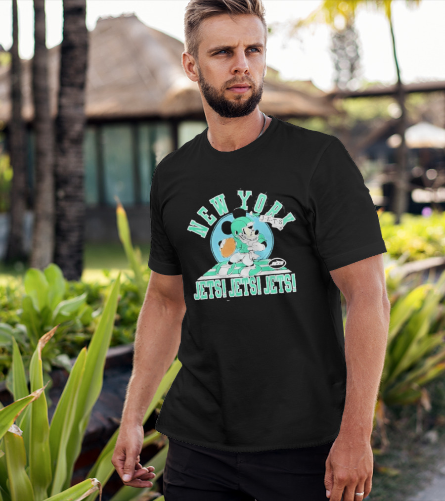 New York Jets Mickey Mouse Football Jets! Jets! Jets! T-Shirt
