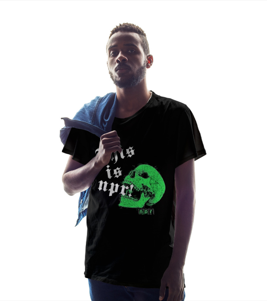 This Is NPR Green Skull With White Gothic T-Shirt