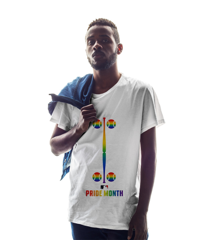 2026 MLB Pride Month Rainbow Baseball Bat And Balls T-Shirt