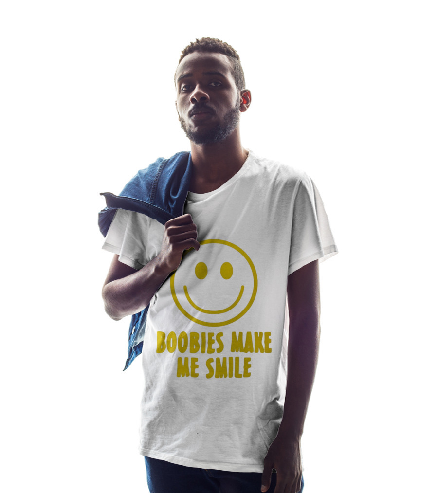 Boobies Make Me Smile Yellow Smiley Face T-Shirt