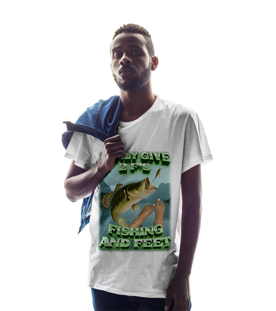 I Only Give 2 F's Fishing And Feet Bass And Lure Scene T-Shirt