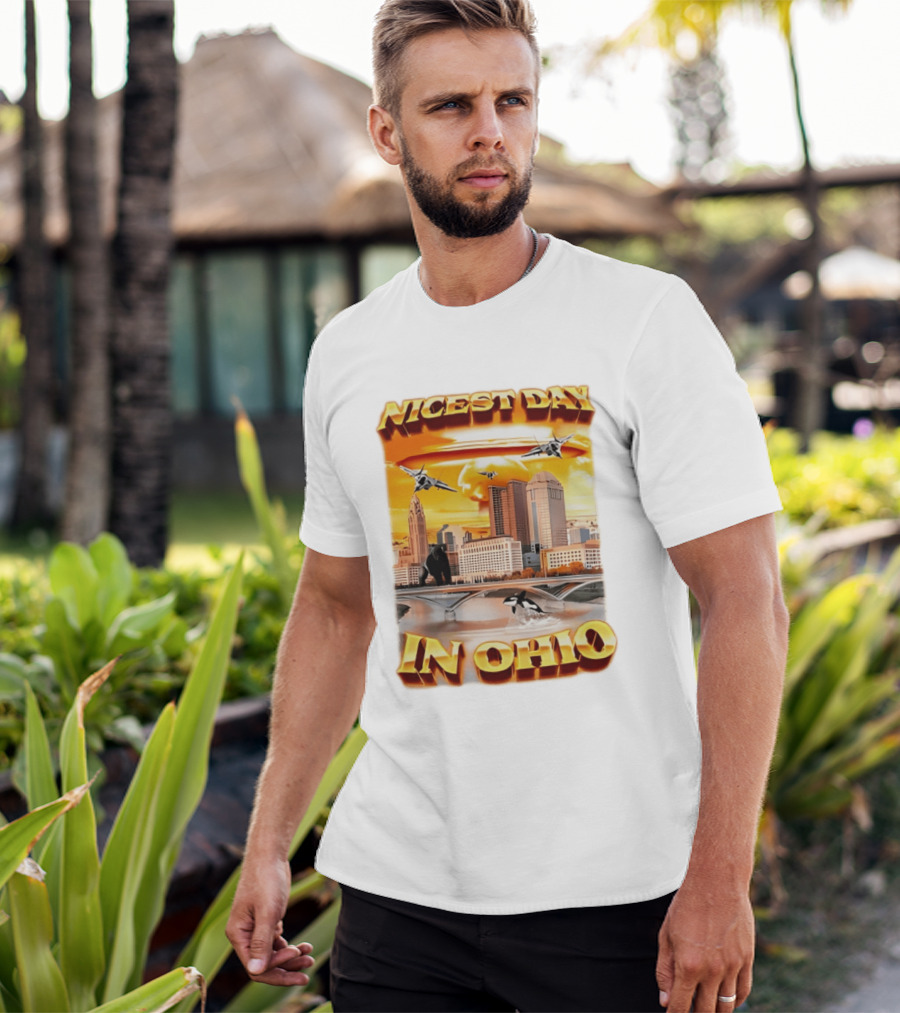 Nicest Day In Ohio Cityscape With Jets And Wildlife T-Shirt